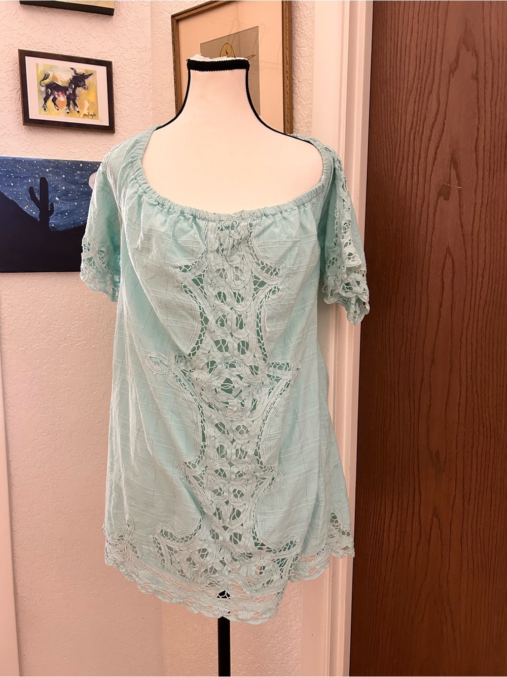 Free people off the shoulder, aqua blouse